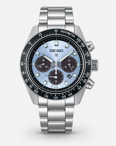 Seiko SSC935 Prospex Speedtimer Solar Chronograph 41.4 mm Pale Blue Dial Watch
