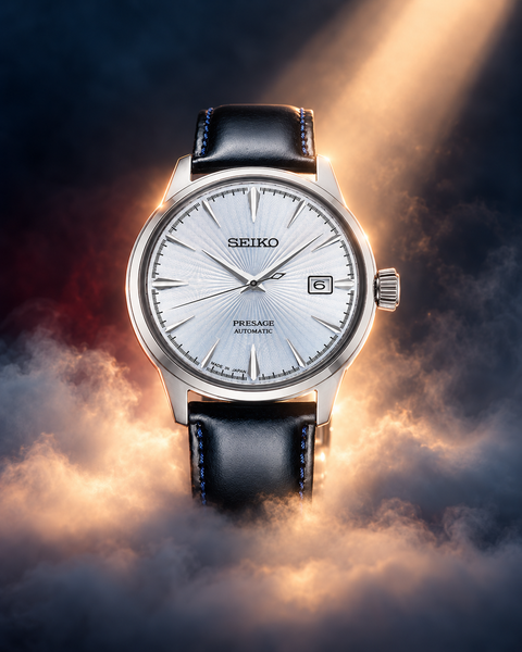 Seiko SRPB43J1 Presage Cocktail Time Automatic 40.5 mm Pale ice-blue sunray / radial patterned Dial Watch