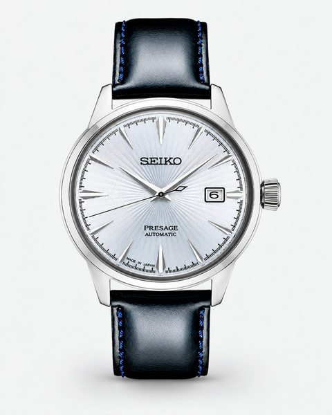 Seiko SRPB43J1 Presage Cocktail Time Automatic 40.5 mm Pale ice-blue sunray / radial patterned Dial Watch