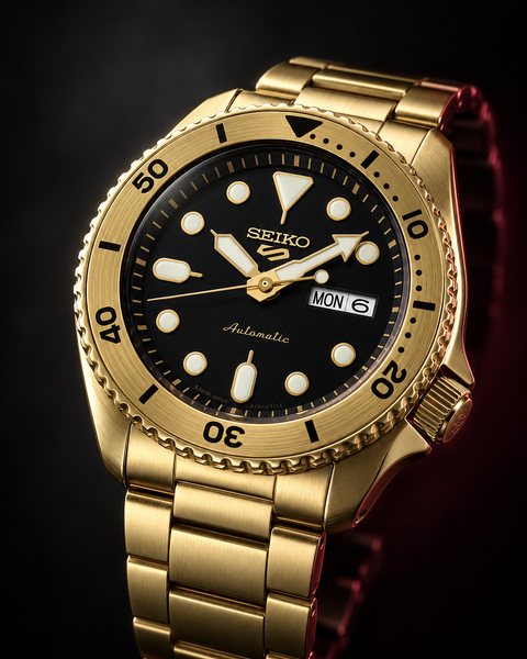 Seiko SRPK18 5 Sports Automatic 42.5 mm Black Dial Watch
