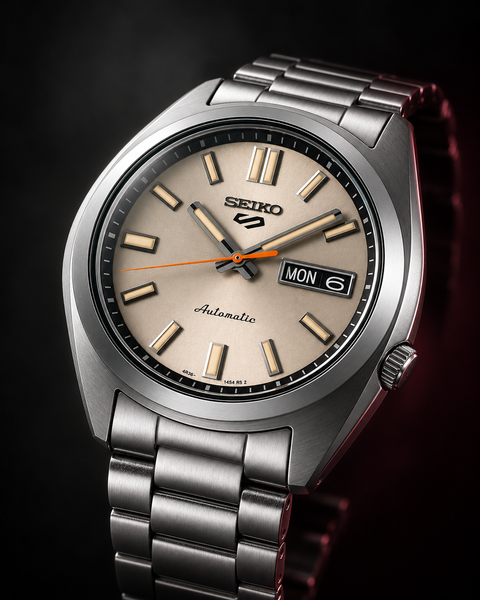 Seiko SRPK91K1 5 Sports SNXS Series Automatic 37.4 mm Ivory Dial Watch