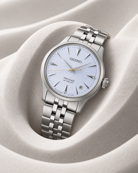 Seiko SRPL61J1 Presage Cocktail Time Automatic 34.0 mm Ice-blue textured Dial Watch
