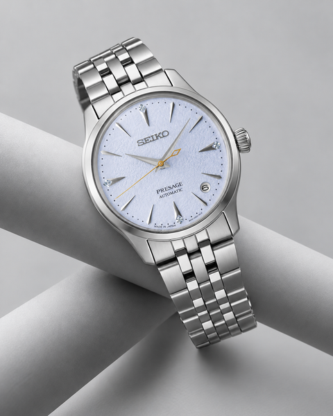 Seiko SRPL61J1 Presage Cocktail Time Automatic 34.0 mm Ice-blue textured Dial Watch