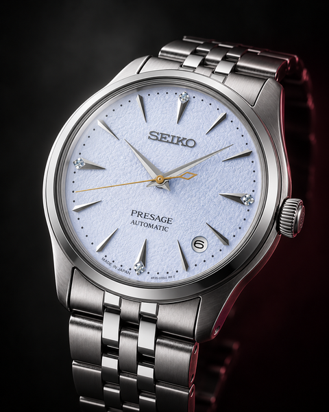 Seiko SRPL61J1 Presage Cocktail Time Automatic 34.0 mm Ice-blue textured Dial Watch
