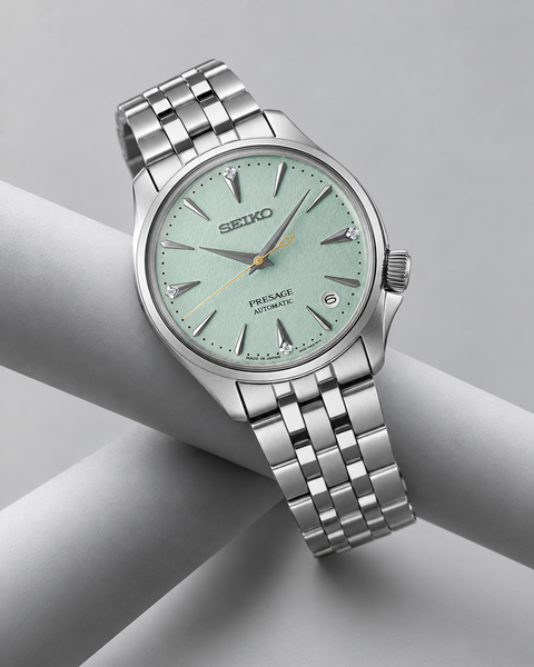 Seiko SRPL63J1 Presage Cocktail Time Automatic 34.0 mm Mint-green textured Dial Watch