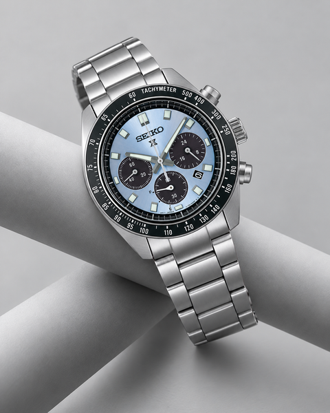 Seiko SSC935 Prospex Speedtimer Solar Chronograph 41.4 mm Pale Blue Dial Watch