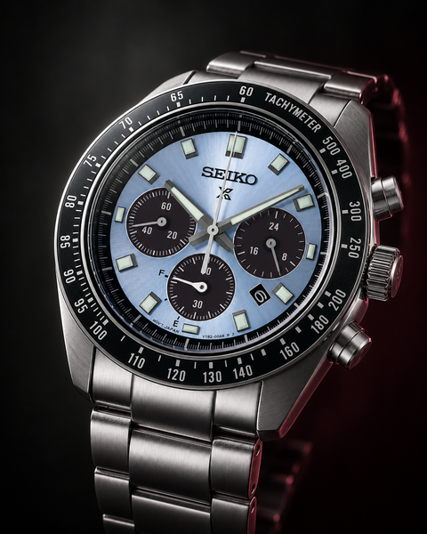 Seiko SSC935 Prospex Speedtimer Solar Chronograph 41.4 mm Pale Blue Dial Watch