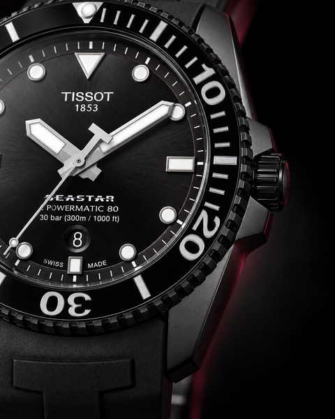 Tissot T120.407.37.051.00 Seastar 1000 Powermatic 80 Automatic 43 mm Black Dial Watch