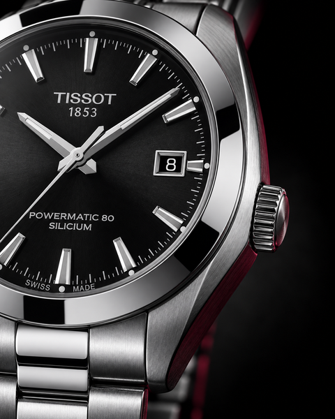 Tissot T127.407.11.051.00 Gentleman Powermatic 80 Silicium Automatic 40 mm Black Dial Watch