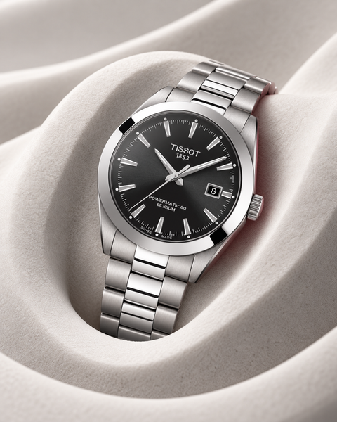 Tissot T127.407.11.051.00 Gentleman Powermatic 80 Silicium Automatic 40 mm Black Dial Watch