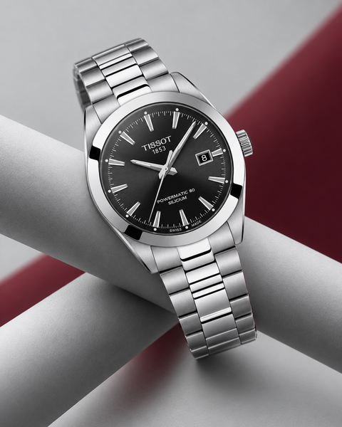 Tissot T127.407.11.051.00 Gentleman Powermatic 80 Silicium Automatic 40 mm Black Dial Watch