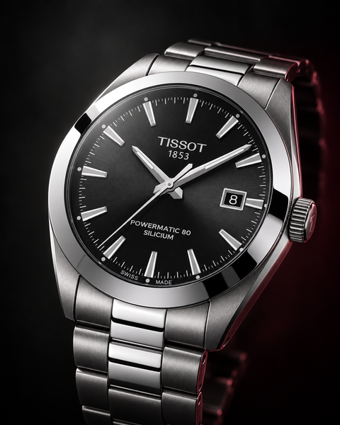 Tissot T127.407.11.051.00 Gentleman Powermatic 80 Silicium Automatic 40 mm Black Dial Watch