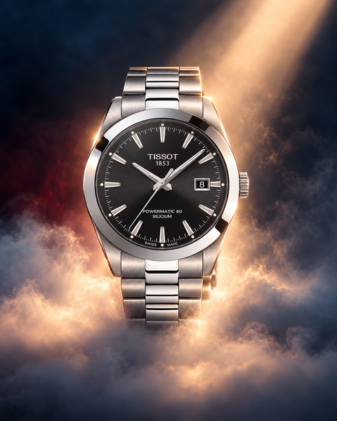Tissot T127.407.11.051.00 Gentleman Powermatic 80 Silicium Automatic 40 mm Black Dial Watch