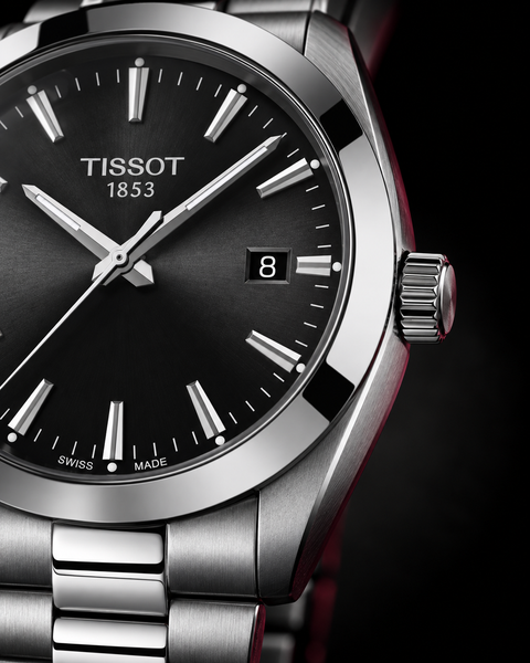 Tissot T127.410.11.051.00 Gentleman Quartz 40 mm Black Dial Watch