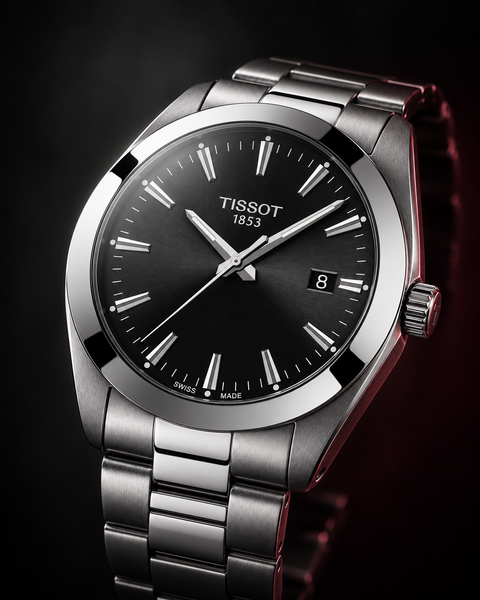 Tissot T127.410.11.051.00 Gentleman Quartz 40 mm Black Dial Watch